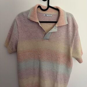 Zara Pastel Multi-color Knit Polo